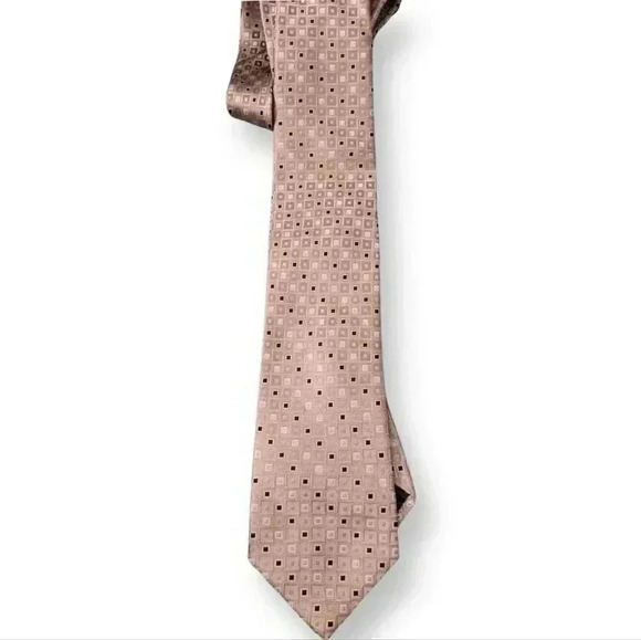 Michael Kor's Men's 100% Silk Blue/Brown Square Tie - Picture 1 of 4